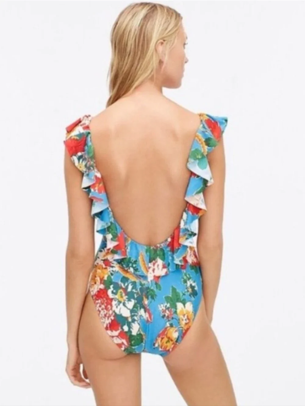 J. Crew | Ruffle scoop one-piece swimsuit in Ratti bahama print NEW Size 12 - Picture 3 of 10